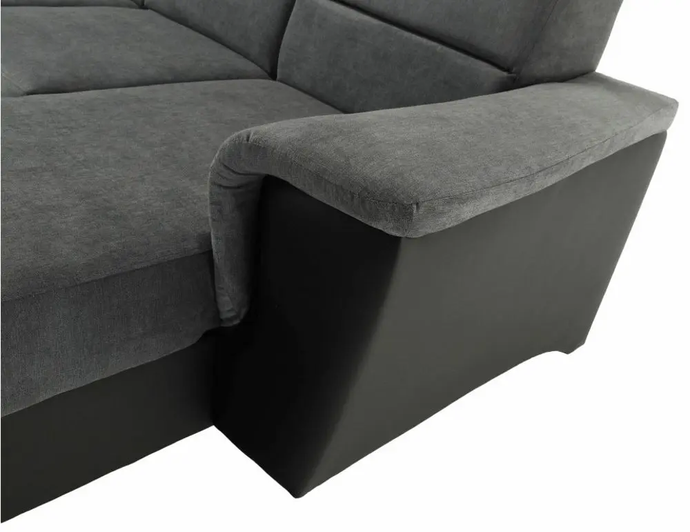 Canapea in forma de U extensibila Mobhaus Santiago Left (Black/Dark Gray)