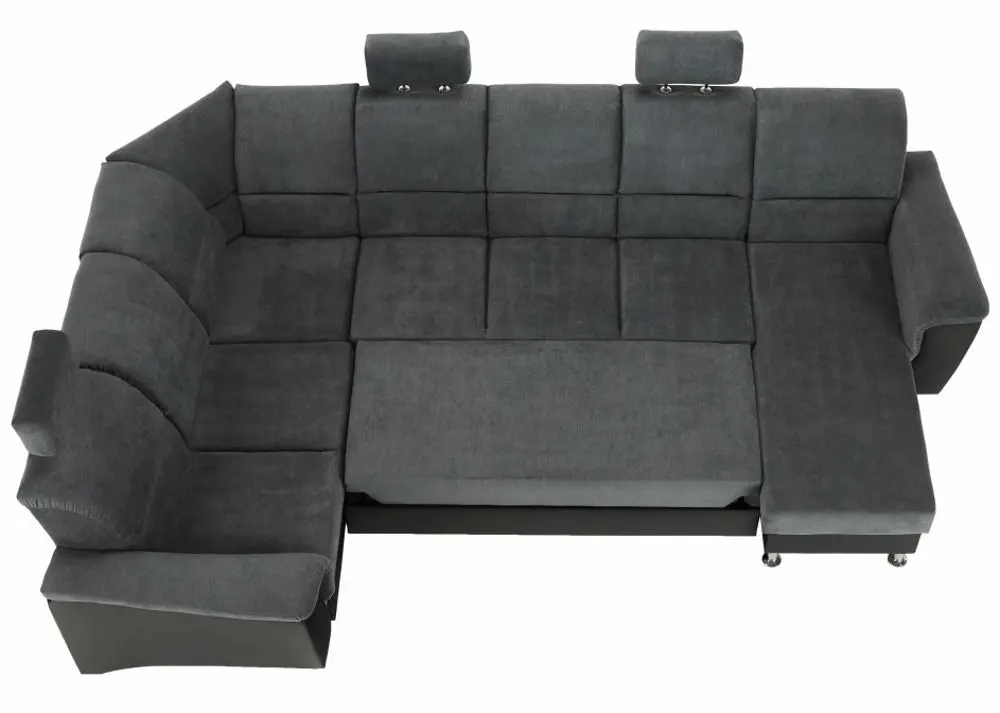 Canapea in forma de U extensibila Mobhaus Santiago Left (Black/Dark Gray)