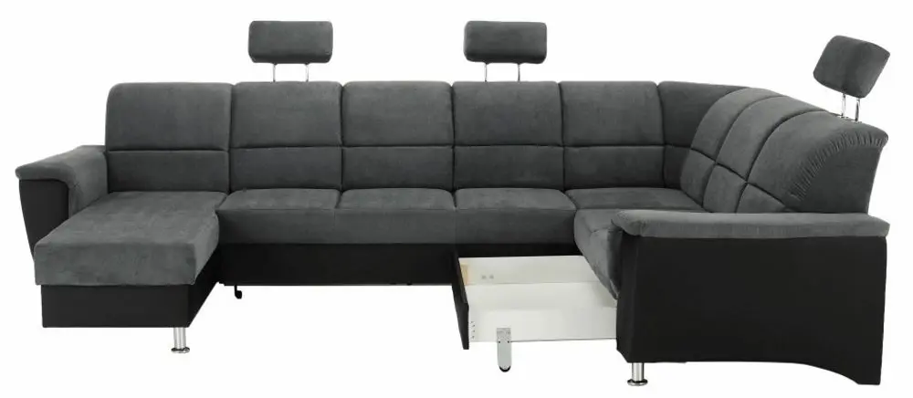 Диван П-образный раскладной Mobhaus Santiago Right (Black/Dark Gray)