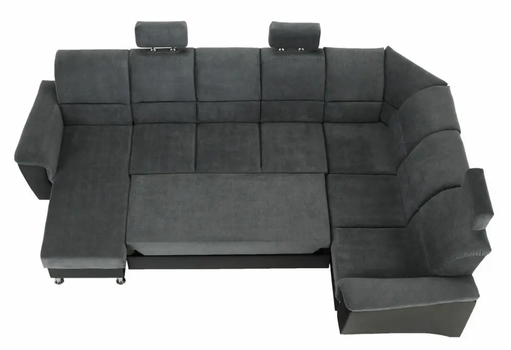 Диван П-образный раскладной Mobhaus Santiago Right (Black/Dark Gray)