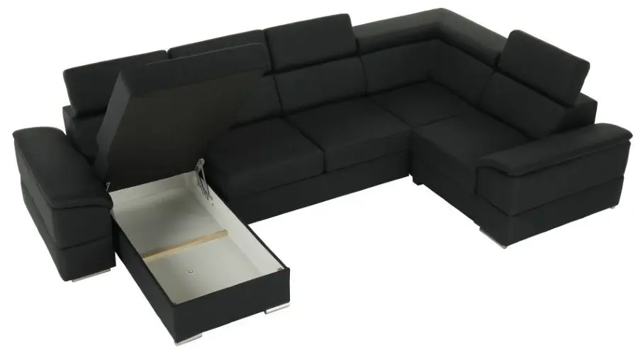 Canapea in forma de U extensibila Mobhaus Segoria Roh Left (Dark Gray)