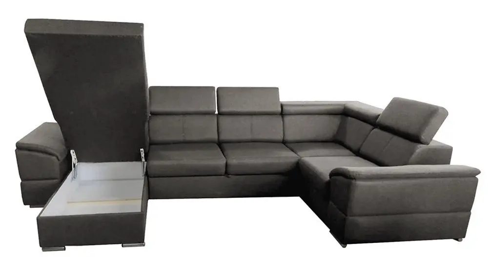 Canapea in forma de U extensibila Mobhaus Segoria Roh Left (Gray-Brown)