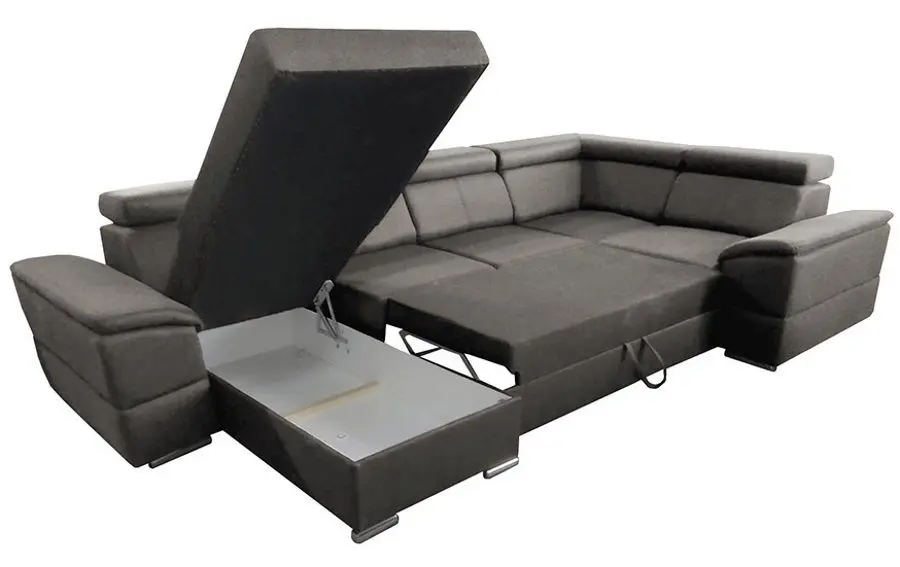 Canapea in forma de U extensibila Mobhaus Segoria Roh Left (Gray-Brown)