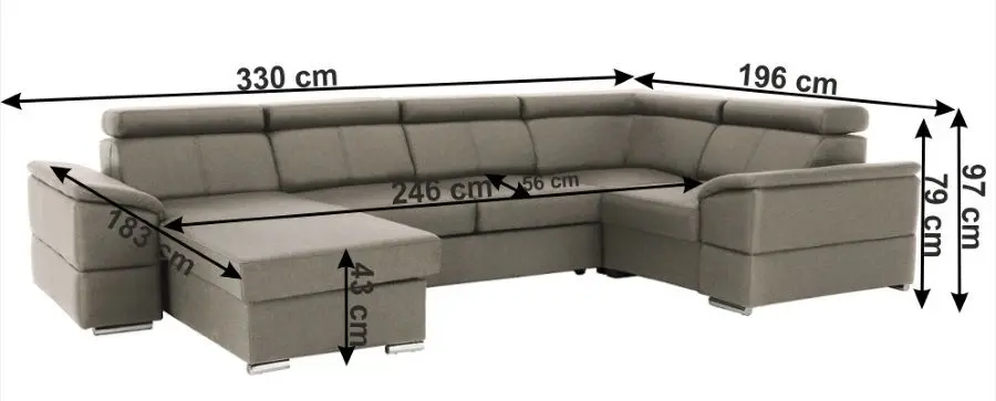Canapea in forma de U extensibila Mobhaus Segoria Roh Left (Gray-Brown)
