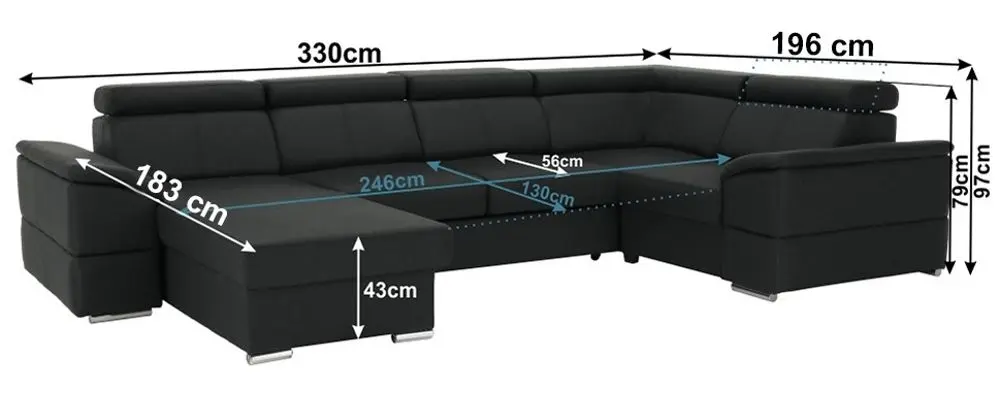 Canapea in forma de U extensibila Mobhaus Segoria Roh Right (Gray-Brown)
