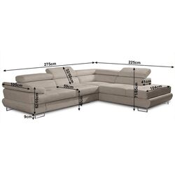 Canapea de colt Mobhaus Buton P/D (Light Gray) Thumb