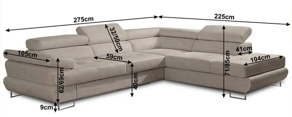 Canapea de colt Mobhaus Buton P/D (Light Gray) - 3