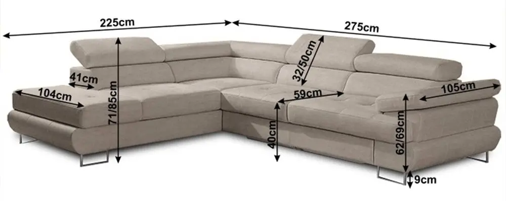 Canapea de colt Mobhaus Buton P Left (Light Gray) - 3