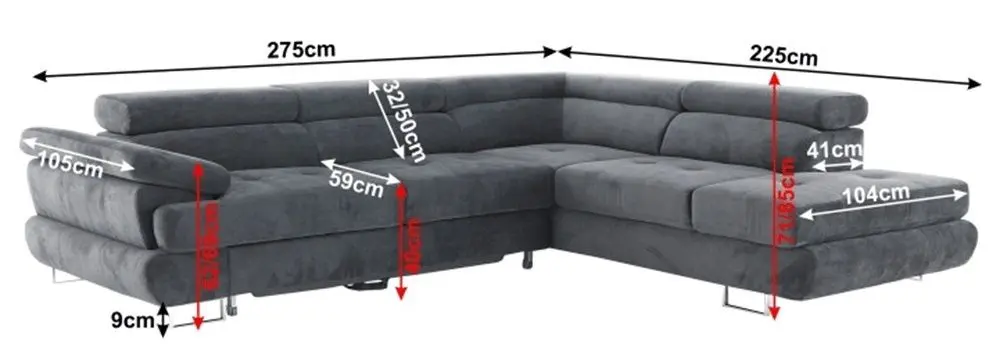 Canapea de colt Mobhaus Buton P Right (Gray) - 4