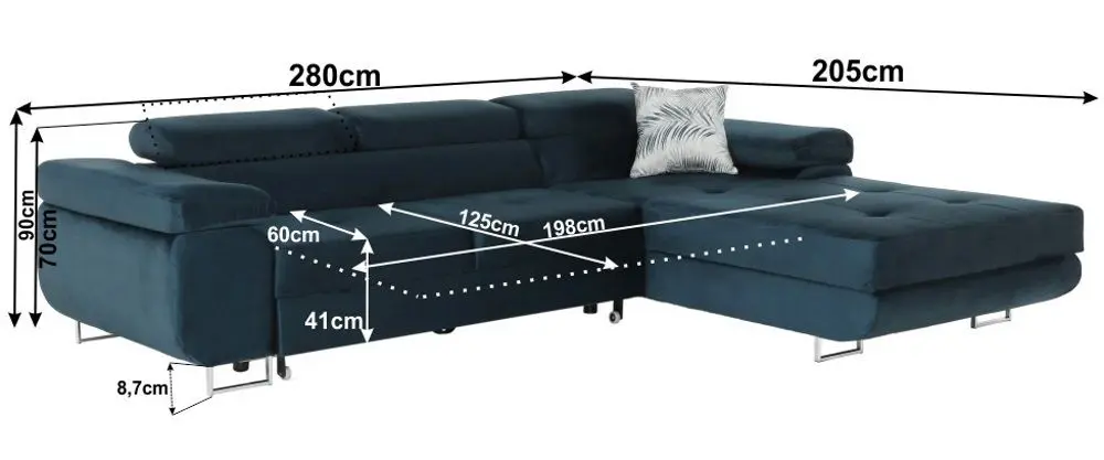 Диван угловой раскладной Mobhaus Amareta Left (Blue)