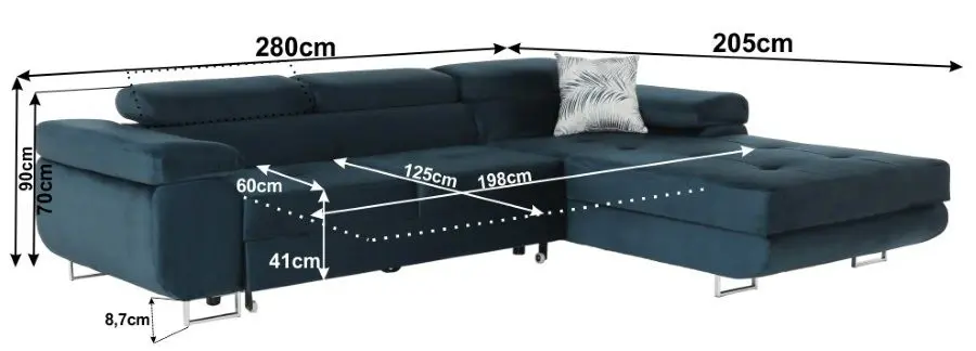 Диван угловой раскладной Mobhaus Amareta Right (Blue)