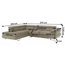 Canapea de colt extensibila Mobhaus Buton Left (Light Brown) Thumb