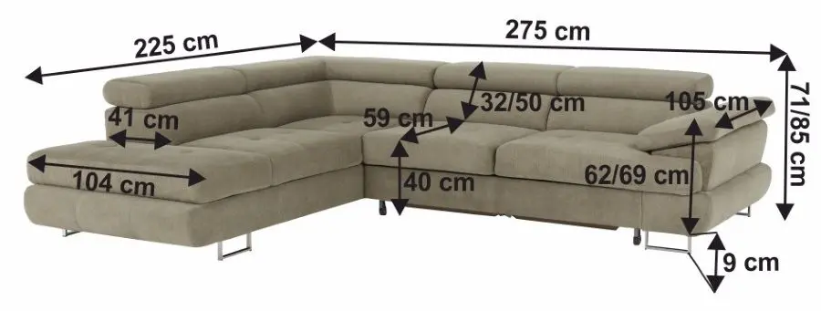 Canapea de colt extensibila Mobhaus Buton Left (Light Brown) - 3