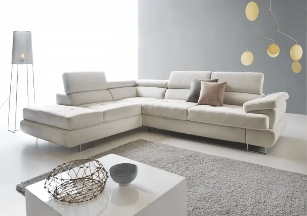 Canapea de colt Mobhaus Buton P Left (Light Gray) - 3