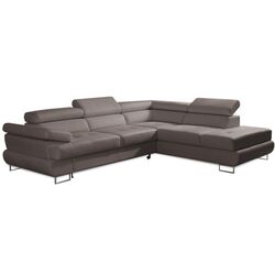 Canapea de colt extensibila Mobhaus Buton P Right (Gray-Brown)