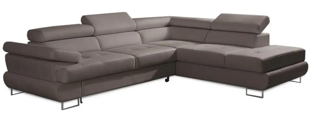 Canapea de colt extensibila Mobhaus Buton P Right (Gray-Brown)