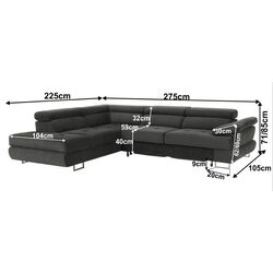 Canapea de colt extensibila Mobhaus Buton R Left (Gray) Thumb
