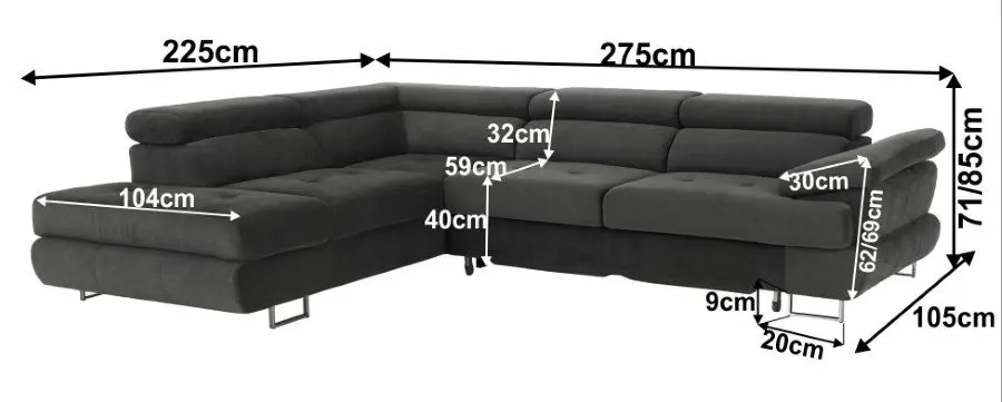 Canapea de colt extensibila Mobhaus Buton R Left (Gray) - 3