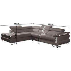 Canapea de colt extensibila Mobhaus Buton R Left (Gray-Brown) Thumb