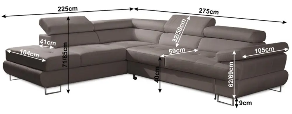 Canapea de colt extensibila Mobhaus Buton R Left (Gray-Brown) - 4