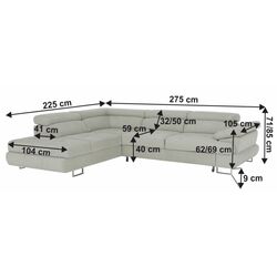 Диван угловой раскладной Mobhaus Buton R Left (Light Gray) Thumb