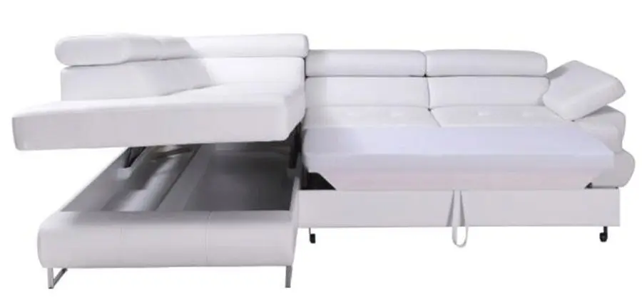 Canapea de colt extensibila Mobhaus Buton R Left (White) - 5