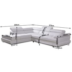 Canapea de colt extensibila Mobhaus Buton R Left (White) Thumb