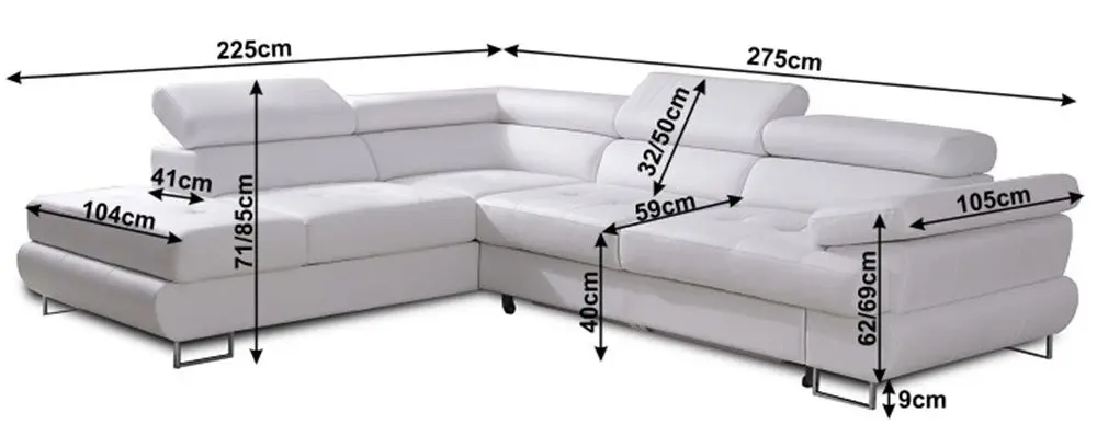 Canapea de colt extensibila Mobhaus Buton R Left (White) - 4