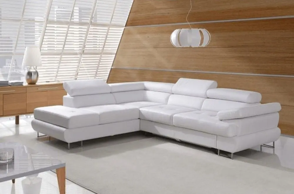Canapea de colt extensibila Mobhaus Buton R Left (White) - 3