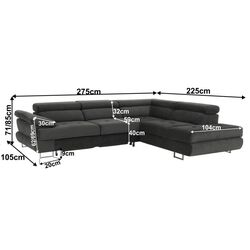 Canapea de colt extensibila Mobhaus Buton R Right (Gray) Thumb
