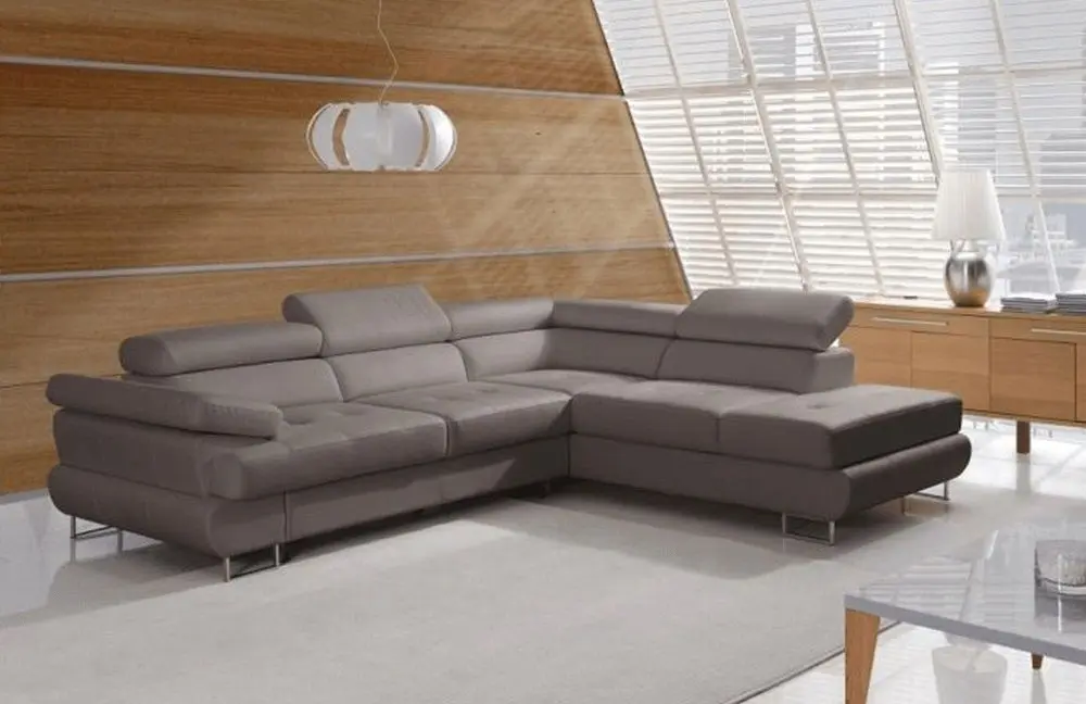Canapea de colt extensibila Mobhaus Buton R Right (Gray-Brown) - 5