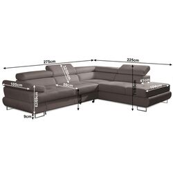 Canapea de colt extensibila Mobhaus Buton R Right (Gray-Brown) Thumb