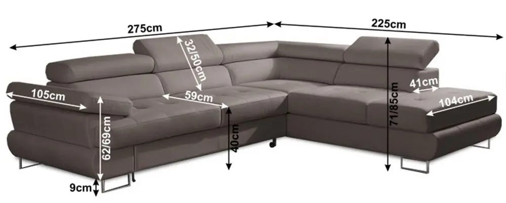 Canapea de colt extensibila Mobhaus Buton R Right (Gray-Brown) - 4