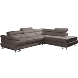 Canapea de colt extensibila Mobhaus Buton R Right (Gray-Brown)