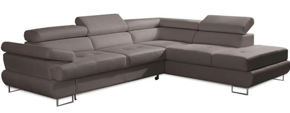 Canapea de colt extensibila Mobhaus Buton R Right (Gray-Brown)