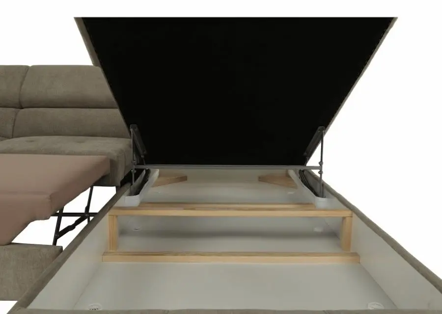 Canapea de colt extensibila Mobhaus Buton R Right (Light Brown) - 5