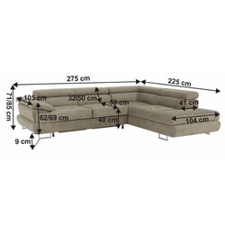 Canapea de colt extensibila Mobhaus Buton R Right (Light Brown) Thumb