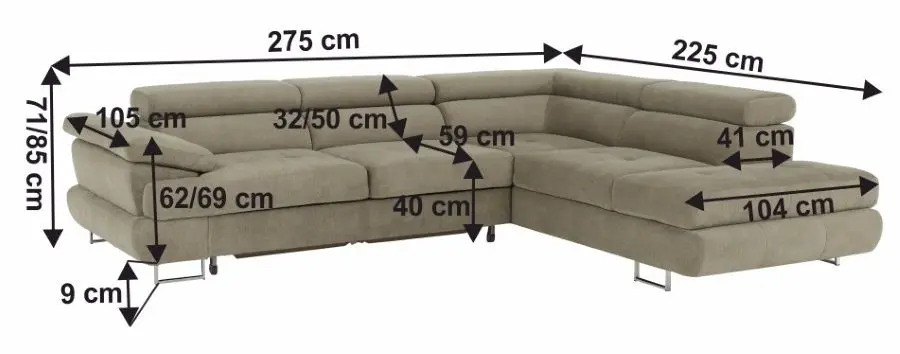 Canapea de colt extensibila Mobhaus Buton R Right (Light Brown) - 3