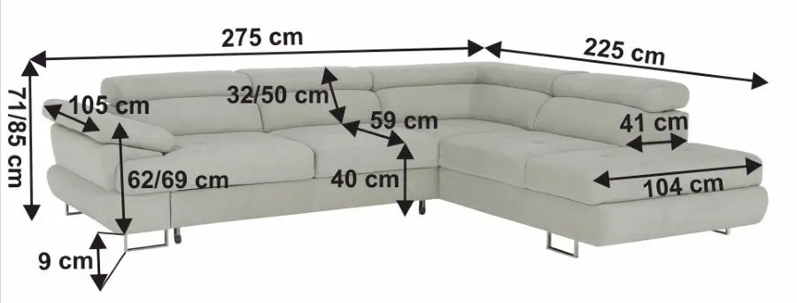 Canapea de colt extensibila Mobhaus Buton R Right (Light Gray) - 3