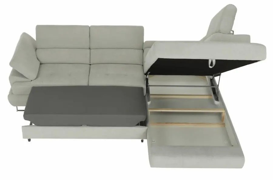 Canapea de colt extensibila Mobhaus Buton R Right (Light Gray) - 11