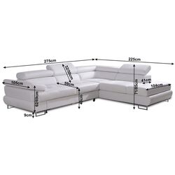 Canapea de colt extensibila Mobhaus Buton R Right (White) Thumb
