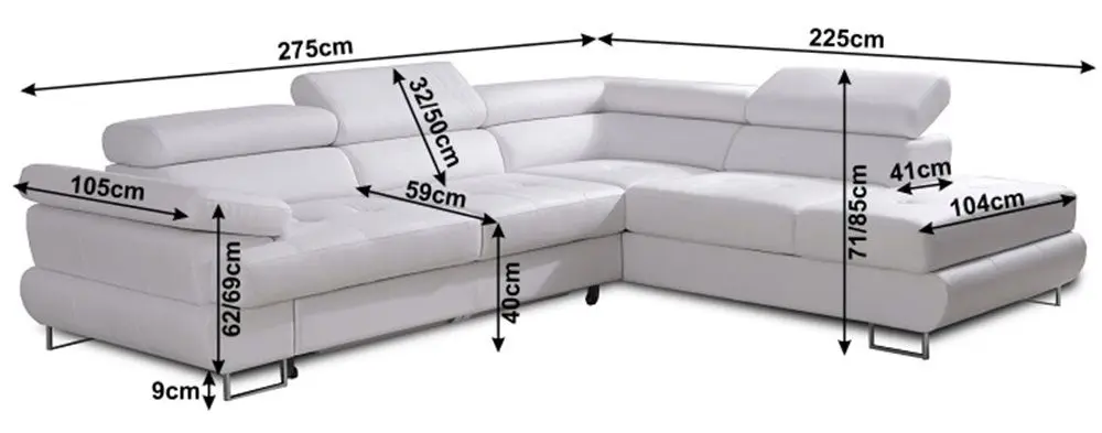 Canapea de colt extensibila Mobhaus Buton R Right (White) - 3