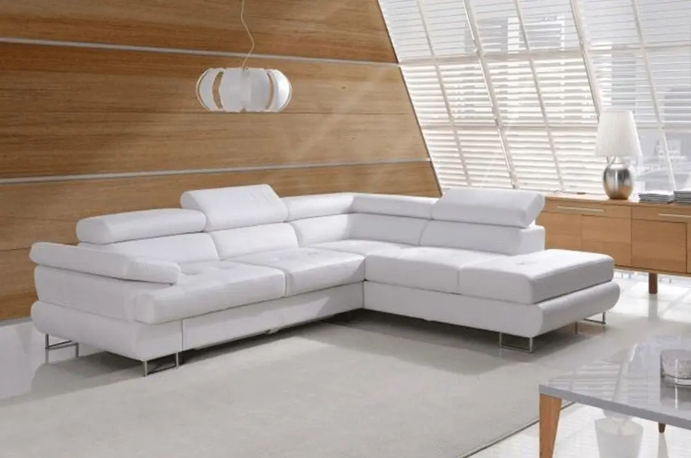 Canapea de colt extensibila Mobhaus Buton R Right (White) - 4