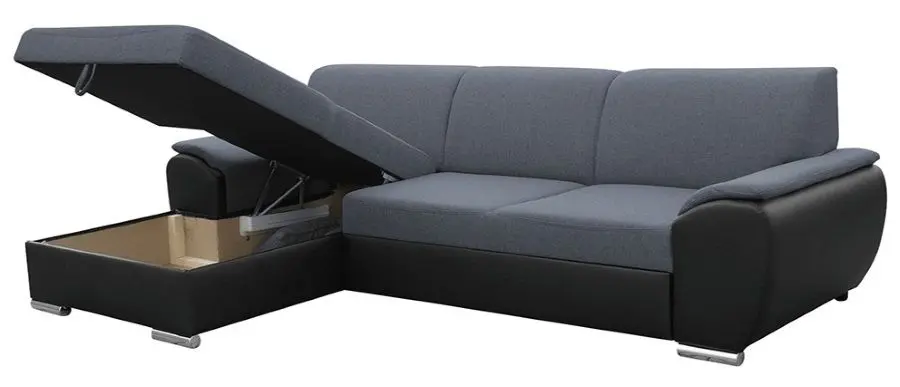 Canapea de colt extensibila Mobhaus Emily Left (Dark Gray/Black)