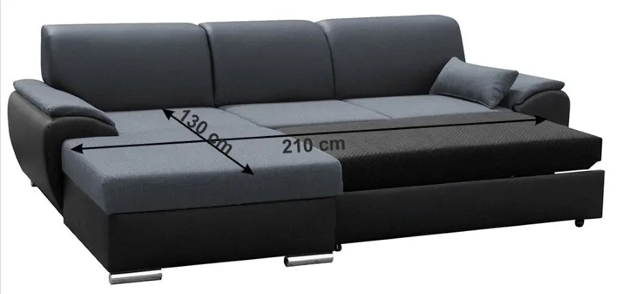 Canapea de colt extensibila Mobhaus Emily Left (Dark Gray/Black)