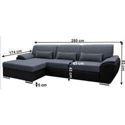 Canapea de colt extensibila Mobhaus Emily Left (Dark Gray/Black) Thumb