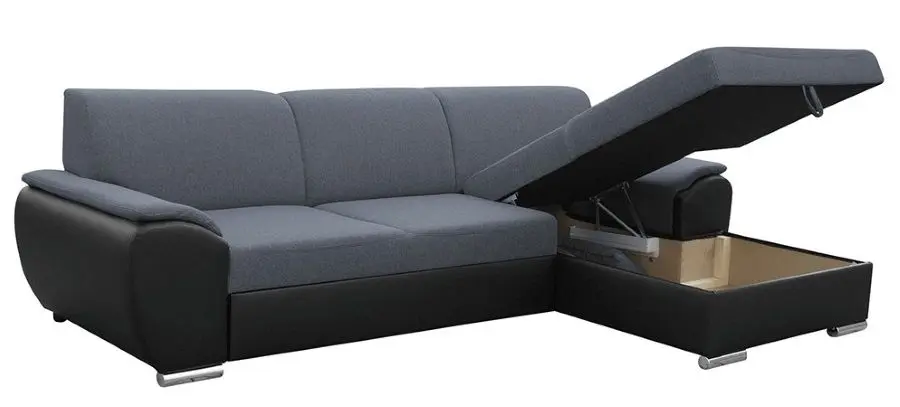 Диван угловой раскладной Mobhaus Emily Right (Dark Gray/Black)