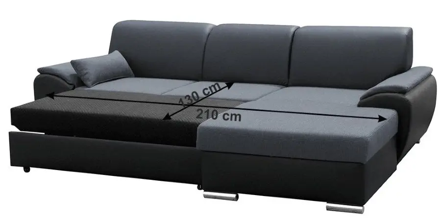 Диван угловой раскладной Mobhaus Emily Right (Dark Gray/Black)