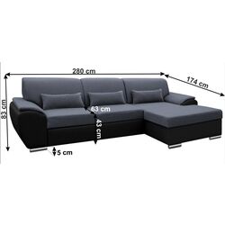 Диван угловой раскладной Mobhaus Emily Right (Dark Gray/Black) Thumb