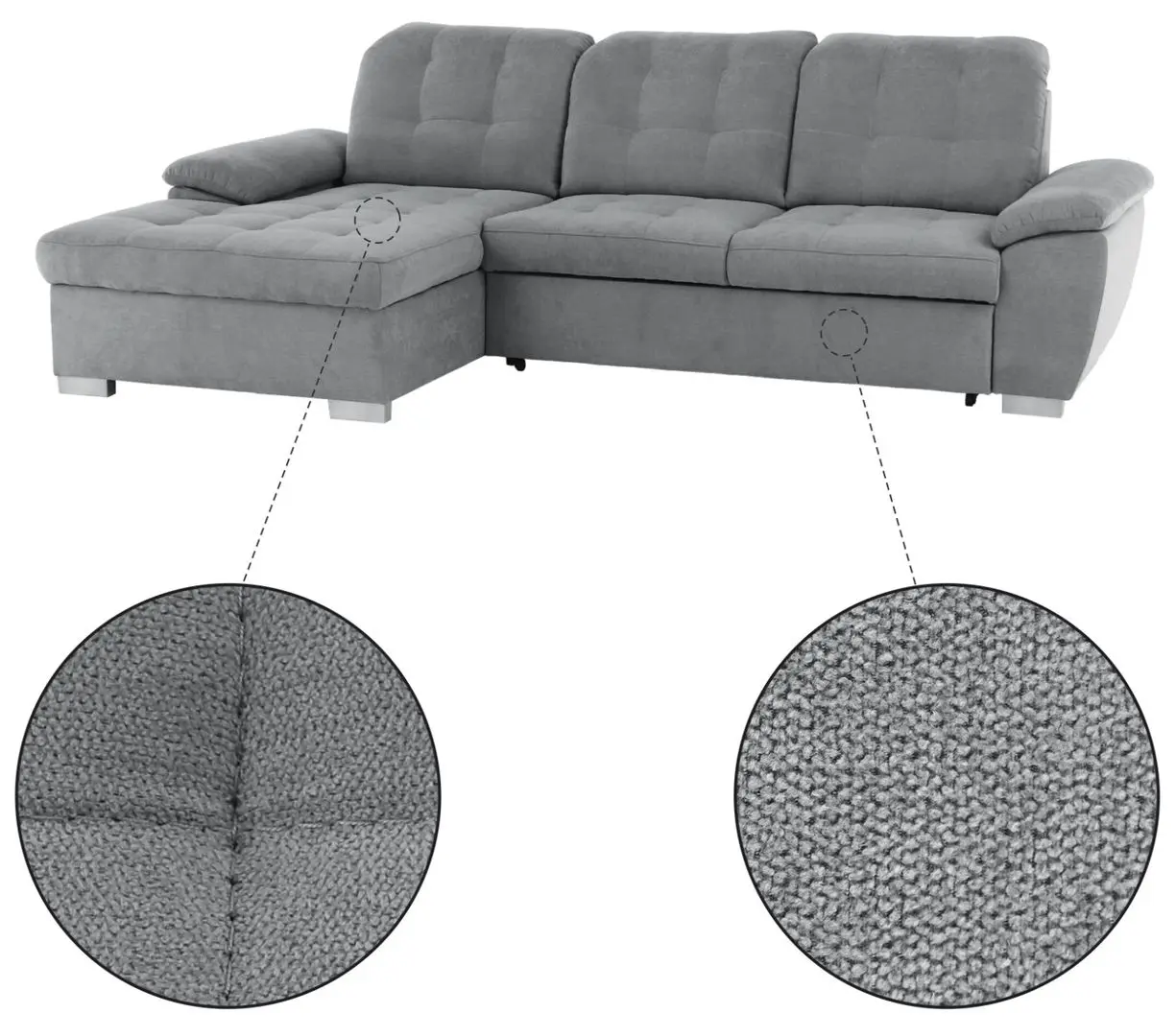 Canapea de colt extensibila Mobhaus Evangelin Left (Gray)